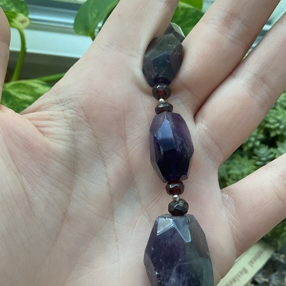 Vintage Barse Amethyst and Garnet Bead Sterling Silver Necklace 120 Grams - Picture 8 of 13